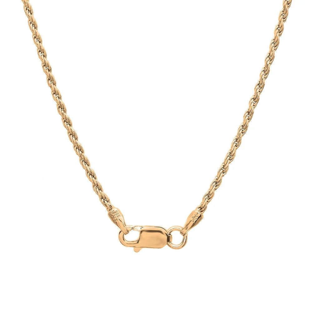 18K Gold Over Sterling Silver 925 Rope Chain Necklace