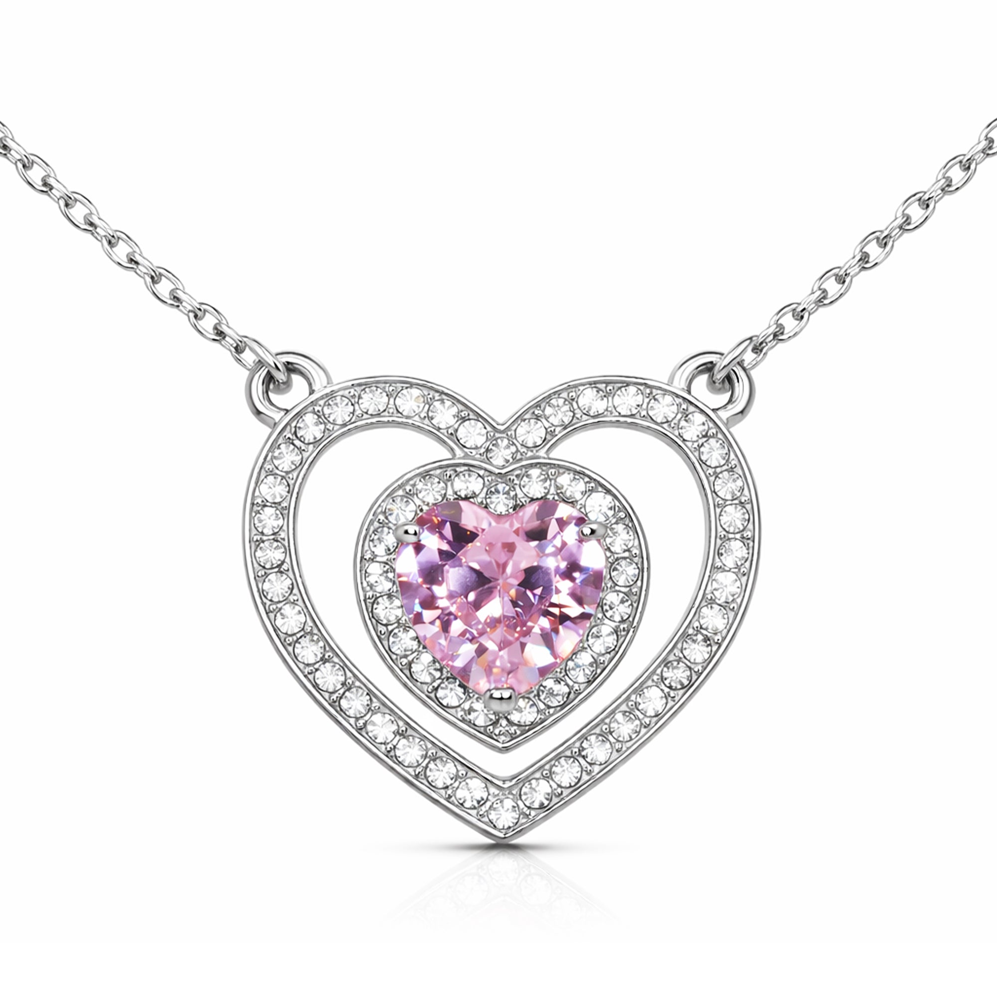 Double Heart Pendant Necklace