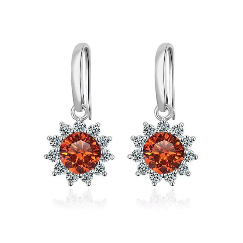 1CT Moissanite Drop Earrings 925 Sterling Silver Colorful Green Blue Pink