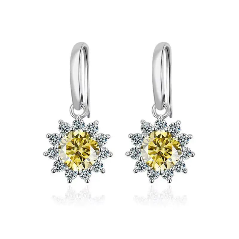 1CT Moissanite Drop Earrings 925 Sterling Silver Colorful Green Blue Pink
