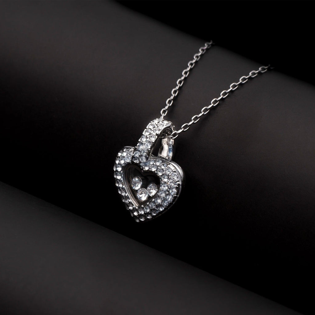 TRYNDI™ To My Wife Floating Heart Necklace With Authentic Swarovski Crystals