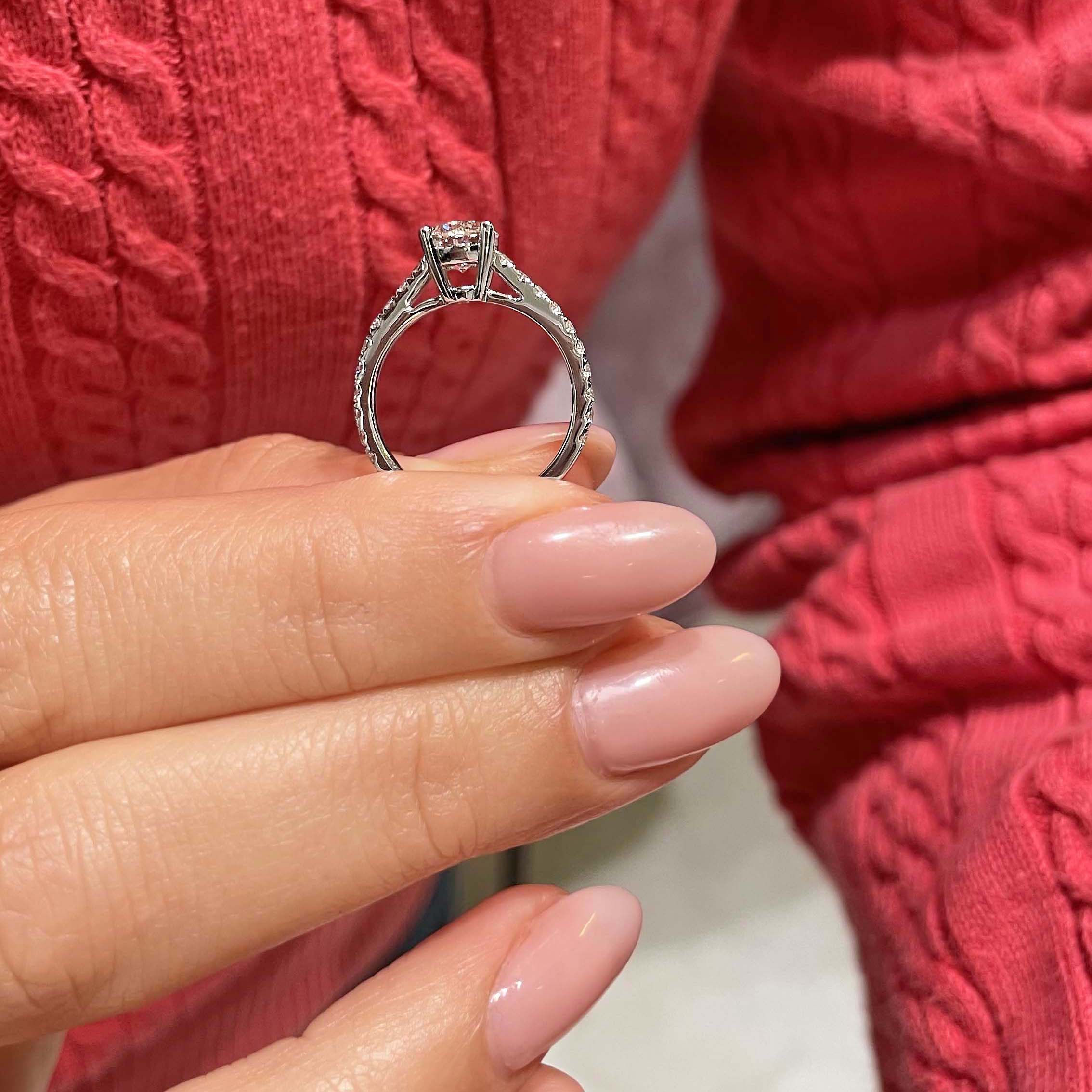 Round Brilliant Lab Grown Diamond Channel Setting Engagement Ring (F/VS) in 14K White Gold