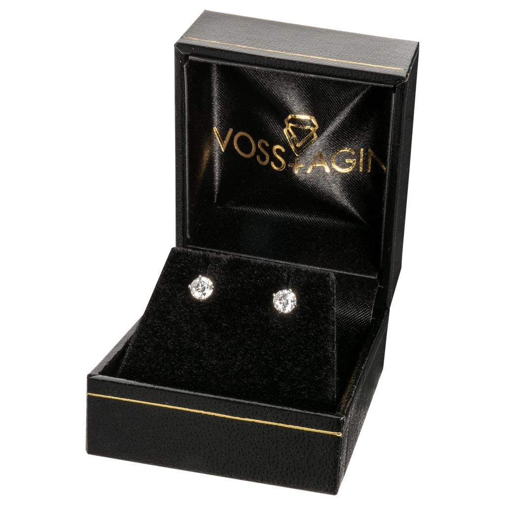2.00 CTW Lab Created Moissanite Round Stud Earrings in Sterling Silver - 6mm Stones