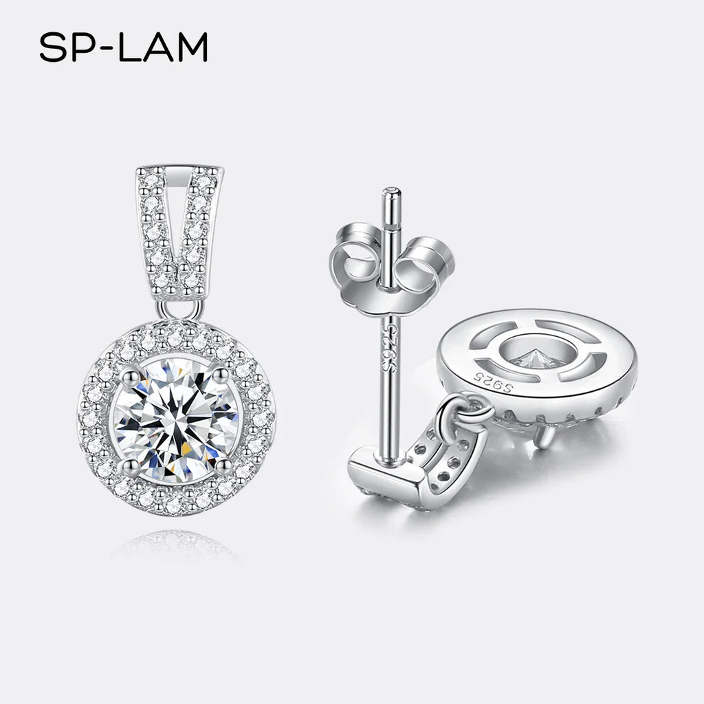 Moissanite Drop Earrings 925 Sterling Silver 1 Ct GRA Bridal Wedding Engagement