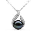 TRYNDI Real Tahitian Black Pearl Hook Necklace